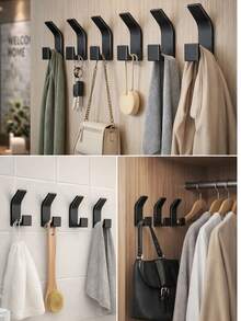 5个装易安装粘性墙钩 - 节省空间的粘性毛巾和衣帽钩，现代设计，塑料材质，适用于浴室、卧室和家居收纳，实用挂钩 - 彩色 - 查看 2