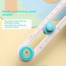 1pc 360 Degree Rotary Circle Cutter - Precision Round Cutting Tool - DIY Plastic Circle Cutter With Rotating Handle, White & Blue, Accurate Round Cutting For Crafting And Office Use, Office Supplies - White - View 9