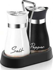 Pink Salt And Pepper Shakers Set With Holder,4 Oz Kitchen Decor And Accessories Home Essentials Cute Household Items For Mother's Day Housewarming Gift Refillable Design (Pink) - Black/White - View 8