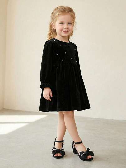 1 Pair Girls' Summer High Heel Sandals, Vintage Red Bow, Pearl & Rhinestone Pendant, Hook And Loop Closure, Fashionable Children's High Heels Suitable For Performance, Outdoor, Outfit Matching