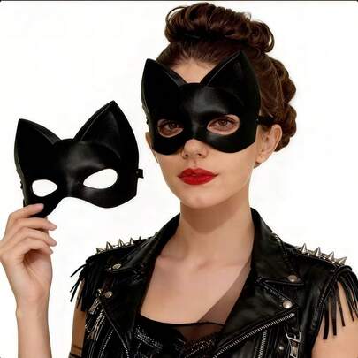 1 pieza Máscara con forma de gato 3D para mujer para carnaval, fiesta, disfraz, máscara decorativa para la cara, accesorio para actividad de pareja de mascarada