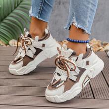 Women's Soft Sole Casual Sports Shoes, White Sneakers, Versatile Chunky Sneakers - Brown - View 3