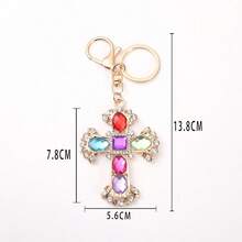 1PC Creative Rhinestone Cross Pendant Keychain Metal Car Hanger Small Gift Business Gift Hot Selling Style - B - View 2
