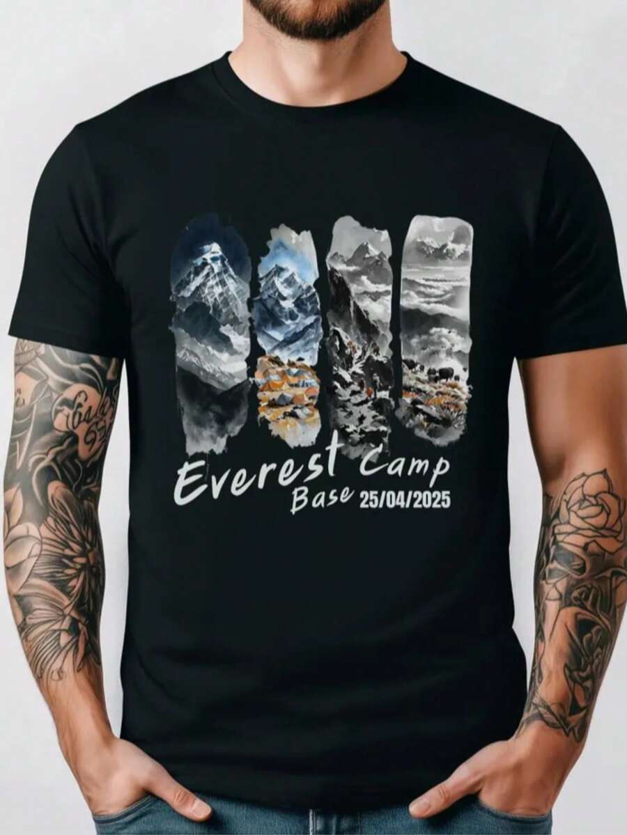 Everest Base Camp T-Shirt Personalized Himalayas Hiking Gift Tee - màu đen - Xem 1