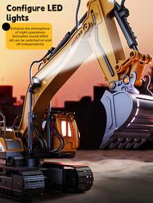 Remote Control Excavator Simulation Engineering Toy, Metal Bucket Rotatable, With Lights And Sound Effects, Educational Toy, Children's Simulation Toy, Children's Engineering Toy Model, Simulation Educational Toy, Perfect Birthday Gift Children's Toy Boys Girls Toy - Multicolor - View 6