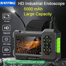 NATFIRE 附燈檢測內視鏡攝影機，HD 內視鏡，4.3 吋 IPS 螢幕，Type-C 可充電，可調 LED 燈，附磁鐵、掛鉤、側視鏡，靈活蛇形設計，適用於管道檢測、汽車維修、HVAC、汽車診斷 - 5000mAh - 查看 2