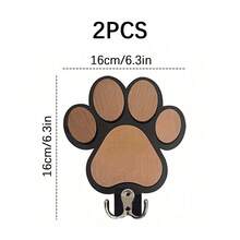 1 pezzo Gancio di stoccaggio per guinzaglio per animali domestici rinforzato, gancio in legno rustico multifunzionale con motivo a zampa di cane, adatto per l'immagazzinaggio di forniture per animali domestici, appendiabiti per asciugamani e vestiti - Multicolore - Visualizzare 13