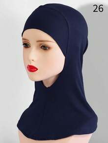 1pc Women's Headscarf Cap, Islamic Soft Elastic Shawl Neck Cover Bandana, Summer, Beach, Hat - A - View 6