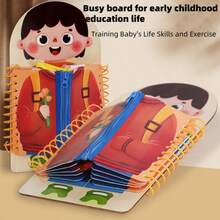 Bảng hoạt động nhiều tầng bằng gỗ cho trẻ em, đồ chơi xếp hình Montessori giáo dục sớm, dụng cụ luyện tập mặc quần áo và phát triển kỹ năng thực hành cho trẻ mẫu giáo, đồ chơi kéo nút, đồ chơi rèn luyện kỹ năng sống, đồ chơi xếp hình giáo dục sớm, quà tặng cài nút, sách hoạt động yên tĩnh cho trẻ em. - Nhiều màu - Xem 2