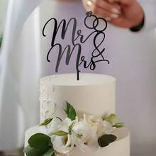 6pcs/3pcs/1pc Wedding Cake Topper Decorations, Suitable For Wedding Party Cake Decor - Multicolor - View 7