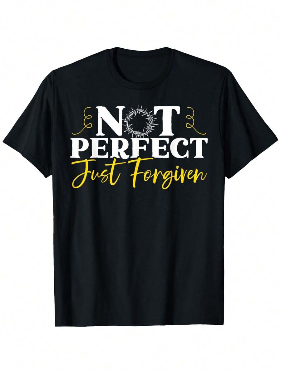 Not Perfect Just Forgiven Religious Pastor Christian T-Shirt - Black - View 1
