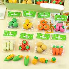 1/5/10/36 Pcs Fruit & Vegetable Shaped Erasers, Clean Erasing With No Residue, Cute Creative Cartoon Erasers For Prizes And Gifts - Multicolor - View 2