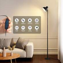 1 قطعة مصباح أرضي LED قابل للتعديل بارتفاع 57 بوصة، درجة حرارة اللون 3000-6500 كلفن قابل للتعتيم، تشطيب معدني، مصباح مكتب قائم للغرفة المعيشة والنوم والمكتب والديكور - أسود (ارتفاع قابل للتعديل) - مشاهدة 11