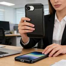 碳纤维经典纹理手机壳，适合作为生日、节日礼物送给朋友、家人、情侣或自己，兼容 17E/17 Pro Max/17 Pro/AIR/17 系列 - 黑色 - 查看 4