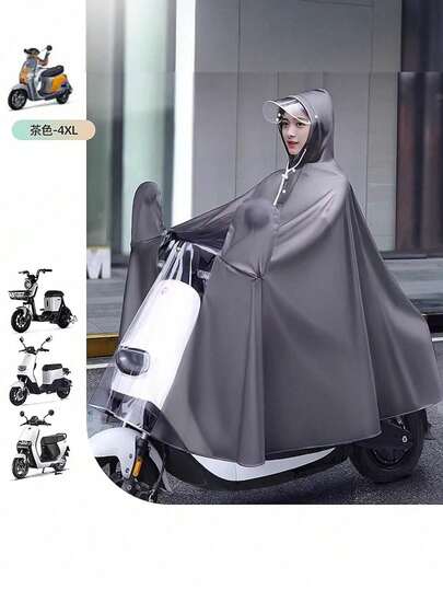 Áo mưa xe điện hạng nặng có cửa sổ gương đôi - Áo mưa chống thấm nước dành cho người lớn đi xe máy với tấm che mặt và dải phản quang, thích hợp cho mưa lớn, đi lại và du lịch.