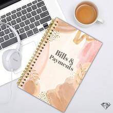 Cuaderno planificador de presupuesto | Libro de almacenamiento financiero mensual con seguimiento de gastos, 5.5"X8.3", diseño de portada abstracto, papel resistente, adecuado para uso doméstico, escolar y empresarial - A - Ver 4