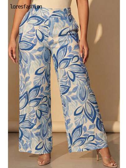 Pantalón Amplio Mujer VeranoFloral Tropical Cintura Alta Fruncida Elástica Bolsillos Moda Playa Vacaciones Look Vibrante Elegante Casual Chic México Estiliza Figura Súper Cómodo Ligero Movimiento Libre Outfit Fashion  Prepárate Para Dar Un Giro A Tu Guardarropa Diseño Que Resalta Tu Estilo Perfecto Para Combinar Ideal Día y Noche Must Have Temporada