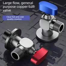 Valvola ad angolo in rame resistente, valvola a sfera ad alto flusso da 1/2 NPT per rubinetto da cucina, valvola di intercettazione premium per lavandino da bagno - A - Visualizzare 3