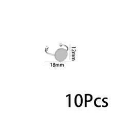 10pcs Stainless Steel Adjustable Blank Ring Base, Suitable For 8/10/12mm Cabochon Gemstone Tray, DIY Jewelry Accessories - Silver - View 7