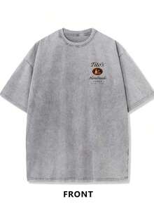 230g Washed And Used T-Shirt, Front Tito's Handmade Vodka Logo, Back With "AUSTIN TEXAS Tito's HANDMADE Vodka" Circular Text And Brand Logo, Tito's Vodka ThemeY2K-T-Shirt - Xám - Xem 2