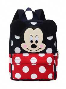 官方鼠标设计大容量前置拉链口袋实用粉色波点日常背包，可调节加厚肩带，轻便便携旅行背包，多功能日常必备女性背包 - 彩色 - 查看 11