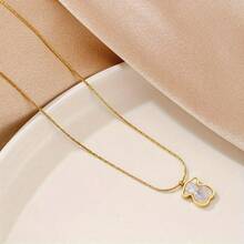 1 chiếc dây chuyền mặt hình vỏ sò và gấu bằng thép không gỉ, kiểu dáng tối giản thời trang, dễ phối đồ thường ngày. - Vàng - Xem 2