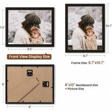 8x10 Picture Frame Set Of 2,Display Pictures 8"X10",Black Photo Frame With Shatter Resistant Plexiglass,Picture Frames 8x10 Tabletop And Wall Mount,Poster Frame For Display Certificate Document - 1 - View 3
