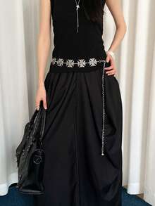 1pc Silver Alloy Bohemian Style Unique Waist Chain For Women Belts For Women Dress - Silver - View 2