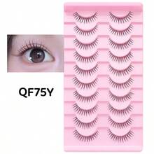 10 pares de pestañas postizas transparentes y ligeras con tallo rizado y estilo de dibujos animados, tira completa y natural - QF75Y - Ver 6