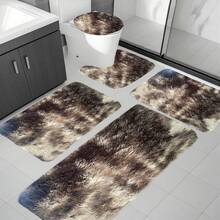 Bathroom Rug Mat Set 3/4/5 Piece, Mixed Color Bath Mat Set, Non-Slip Ultra Soft Carpet Mats, Water Absorbent With U-Shaped Toilet For Bathroom, Tub, Shower, Thick Bathroom Mat, Machine Washable Bath Mat For Bathroom Floor - Màu nâu - Xem 13