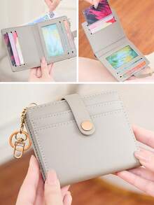 时尚对折超薄卡包，多卡位零钱袋，轻巧简约设计，便携式女士休闲日常钱包 - 彩色 - 查看 7