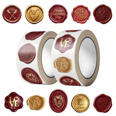 500张蜡封贴纸 情人节剪贴簿礼物装饰文具贴纸封口标签手工贴纸