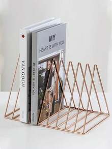 Modern Metal Bookshelf, Minimalist Iron Desktop Storage Rack, Desktop Organizer Shelf, Bookshelf Storage Rack, Multi-Function Magazine Newspaper Storage Box, Suitable For Home Office Organization And Decoration - Multicolor - View 2