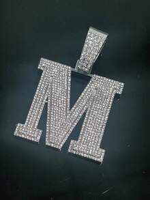闪亮M字母吊坠项链,街头嘻哈风格立方氧化锆字母项链,精致小巧的颈链,适合日常、节日、派对佩戴 - 吊墜項鍊 - 查看 13