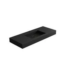 Stone Resin Solid Surface Bathroom Vanity Basin Sink - Matte Black + Solid Surface1 - View 1