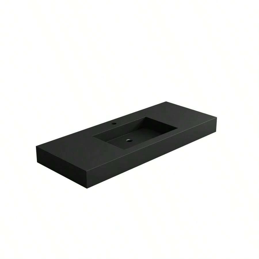 Stone Resin Solid Surface Bathroom Vanity Basin Sink - Matte Black + Solid Surface1 - View 1