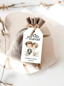Personalized Wedding Gift Tags, Featuring Newlywed Cartoon Design. Suitable For Decorating Wedding Favors, Organizing Wedding Parties, And Labeling Wedding Items - Multicolor - View 3