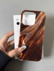 Luxury Laser Ombre Brown Marble Pattern Phone Case, Suitable For IPhone 17 Pro Max, 17 Pro, 17, 16, 15, 14, 13, 12, 11, Retro Shock-Proof Soft Shell - Amber - View 1