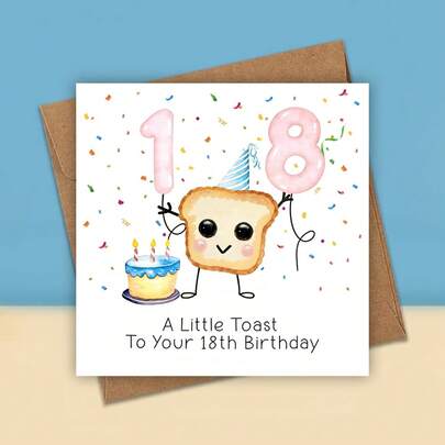 18岁生日快乐贺卡、祝酒卡、生日卡、祝贺卡、周年纪念卡、生日派对装饰、友谊卡