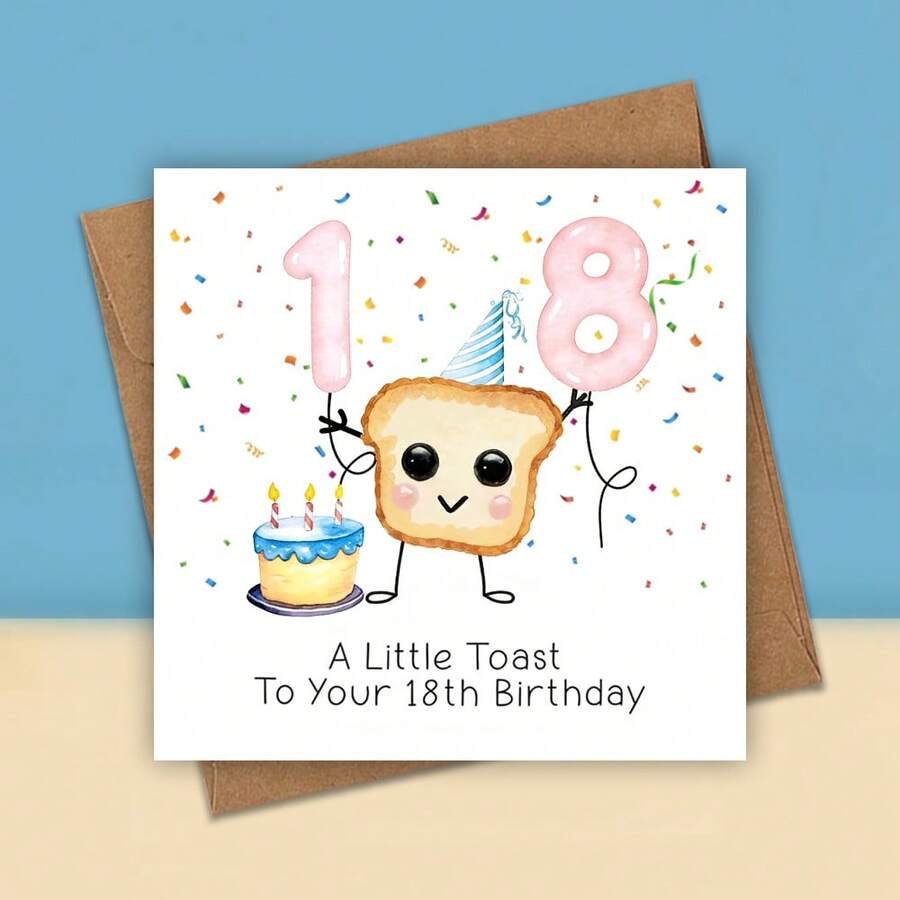 Happy 18th Birthday Greeting Card, Toast Card, Birthday Card, Congratulatory Card, Anniversary Card, Birthday Party Decoration, Friendship Card - Multicolor - View 1