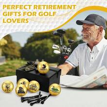 Retirement Balls With Tees And Box Funny Retirement Gifts Dad Coworkers Golfers Husband - 6 + Gold + Classic Style - View 7
