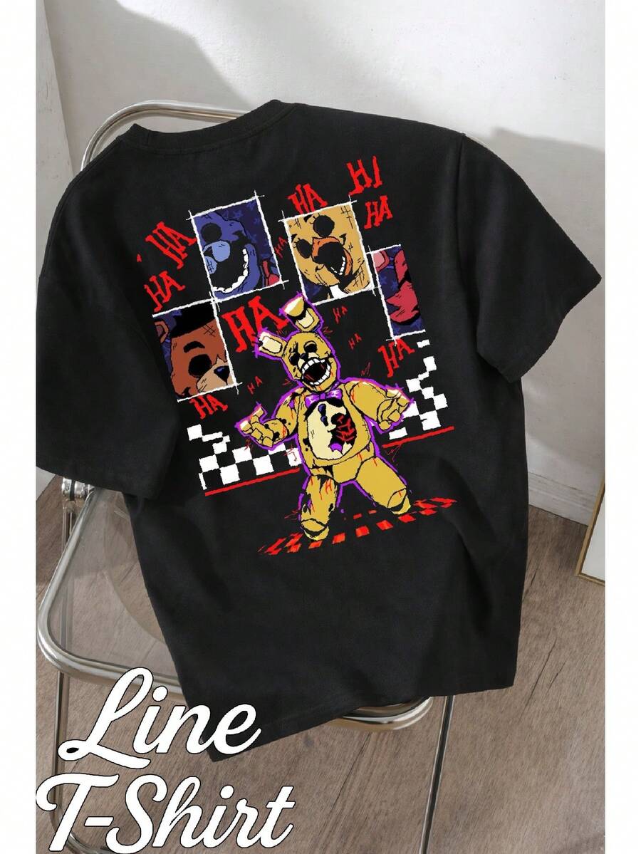 FNAF T-Shirt - Video Game, Fear, Horror, Suspense, Animatronic, Geek, Unisex, Men's/Women's, 100% Cotton, Top Premium Streetwear, New Release, Immediate Shipping, Various Colors!! - 黑色 - 查看 1