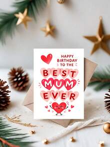 1张心形主题生日贺卡，送给最棒的妈妈——甜蜜温馨的母亲节或生日礼物，可爱卡通设计，纸质贺卡，附信封 - A - 查看 11