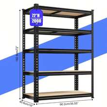 72"/60"H Garage Shelving Storage Shelves,2000LBS Capacity Heavy Duty Adjustable Storage Shelve For Closet - 60 H Black - View 8