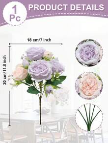 Bó hoa giả 1/3 gồm hoa oải hương và mẫu đơn màu hồng nhạt - Cánh hoa và thân hoa giả sống động như thật, thích hợp để trang trí đám cưới, bó hoa cô dâu, trang trí lớp học, bình hoa gia đình, tiệc vườn, sinh nhật, quà tặng ngày Valentine và quà tốt nghiệp. - Tím nhạt + hồng nhạt - Xem 12