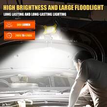 Rechargeable LED Work Light With Clip, Portable Floodlight, 360° Rotatable Site Lighting, Suitable For Outdoor Camping, Car Repair, Fishing, Factory Workshop - Yellow - View 5