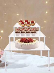 Giá đỡ bánh vuông bằng acrylic trong suốt, thích hợp cho đám cưới, tiệc tùng, trưng bày món tráng miệng. - Trong sáng - Xem 3