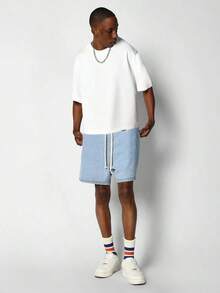 SUMWON Men's Boxy Crop Short Sleeve Sweatshirt Crew Neck Oversized Casual Pullover TopCasual Short-Sleeve T-Shirts For Men And Women - 白色 - 查看 5