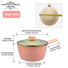 ABKOK 1/2件套18厘米不粘煎锅和汤锅套装 - 通用型，适用于炉灶、电磁炉和燃气灶，适合家庭厨房，单锅/套装可选 - 查看 9