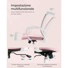 SONGMICS Silla de Malla Silla de Oficina Giratoria Función de inclinación Respaldo y Asiento de Malla Altura Ajustable Rosa Jalea MOBN022R02 - Rosa Jalea - Ver 6